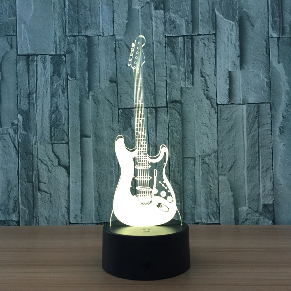 elektrische musik gitarre illusion lampe led 7 farbwechsel gradienten baby kind schlafen nacht licht weihnachten geschenk lampe 3d free global shippin