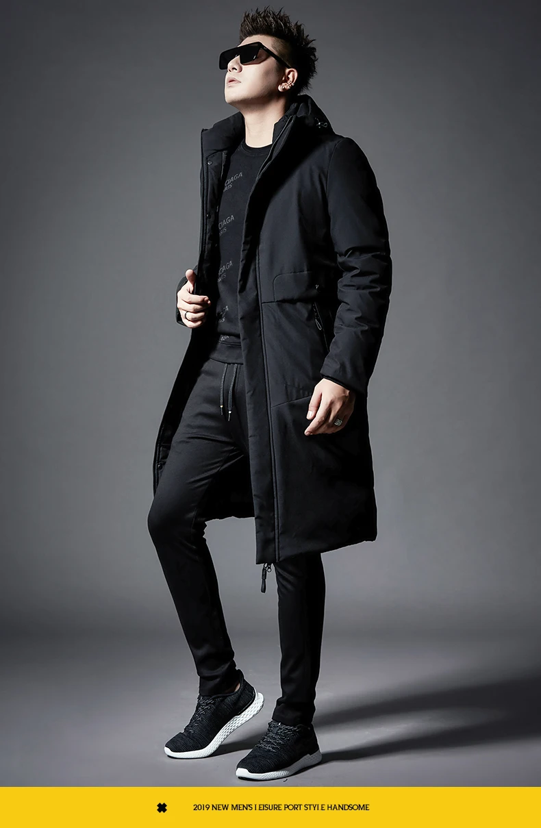 Winter Men Thick Hooded Coat High Quality Fashion Men's Coats With Pockets Black Color J9523-85665-G