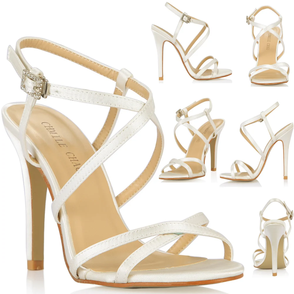 

Туфли женские атласные на шпильке, пикантные сандалии с ремешком на щиколотке, на шпильке, Свадебная обувь для вечеринки, 5186-21