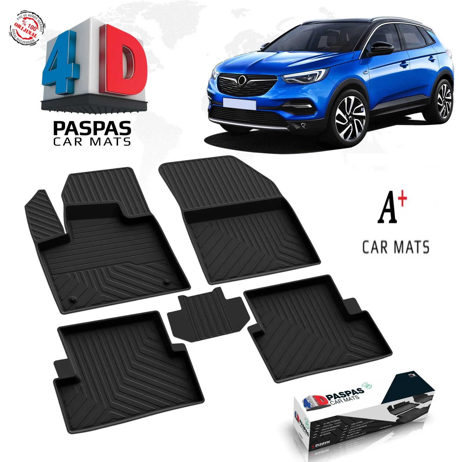 

For Opel Grandland X 4D Pool Mop 2017 and Above For Mat Easy Cleaning Barrier Rubber Mat