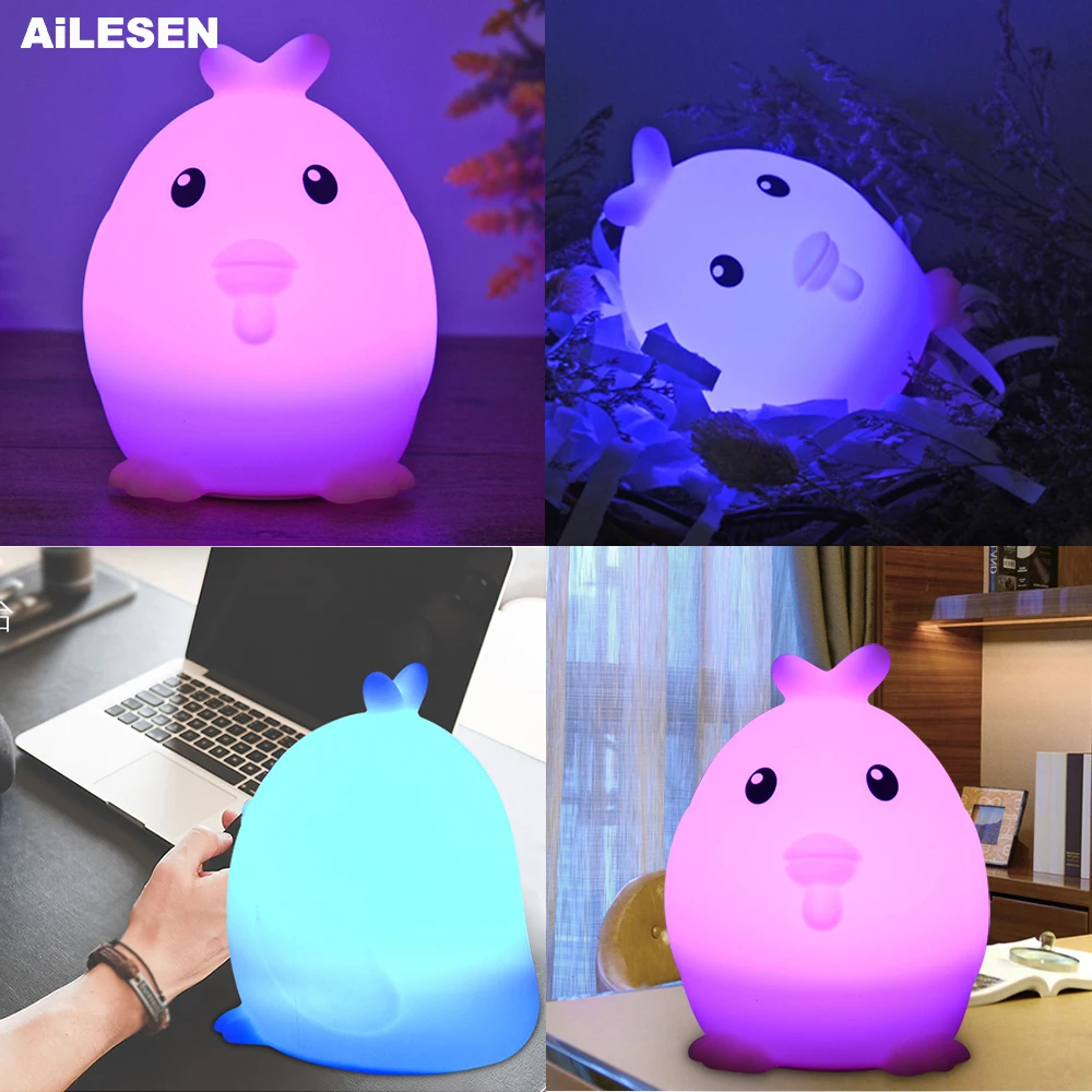 

AiLESEN Creative chicks sleeping lights cartoon silicone USB charging chicken emotional lights Tap open night light