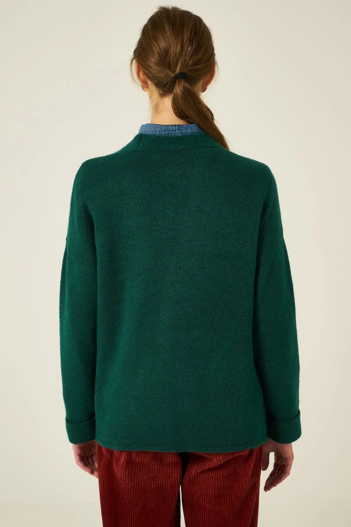 Joinus трикотажный кардиган на пуговицах с карманами женская зеленая | Женская