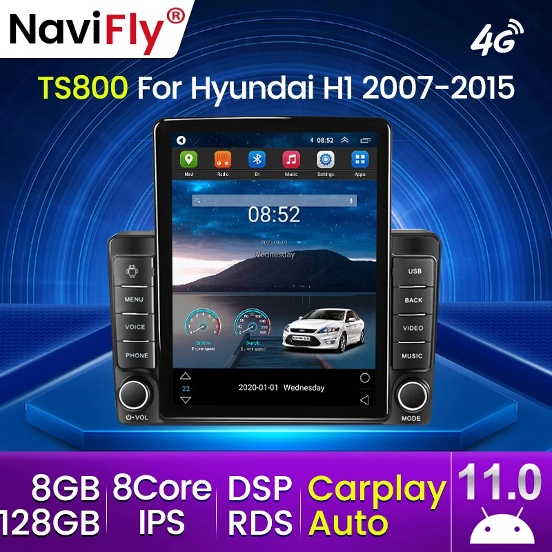 Android 11 Carplay 4G LTE Для Tesla Вертикальный Автомобильное Радио Видео Стерео для Hyundai H1 Grand