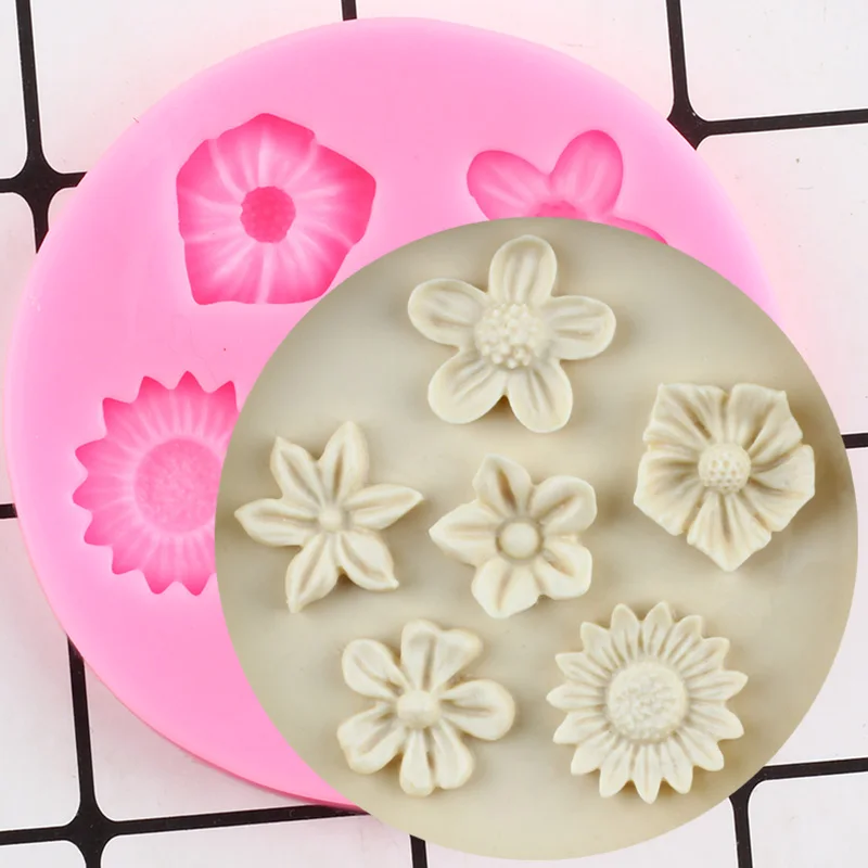 Sunflower Daisy Rose Flower Silicone Mold Cake Border Fondant Decoration Tools Cupcake Chocolate Candy Polymer Clay Mould | Дом и сад
