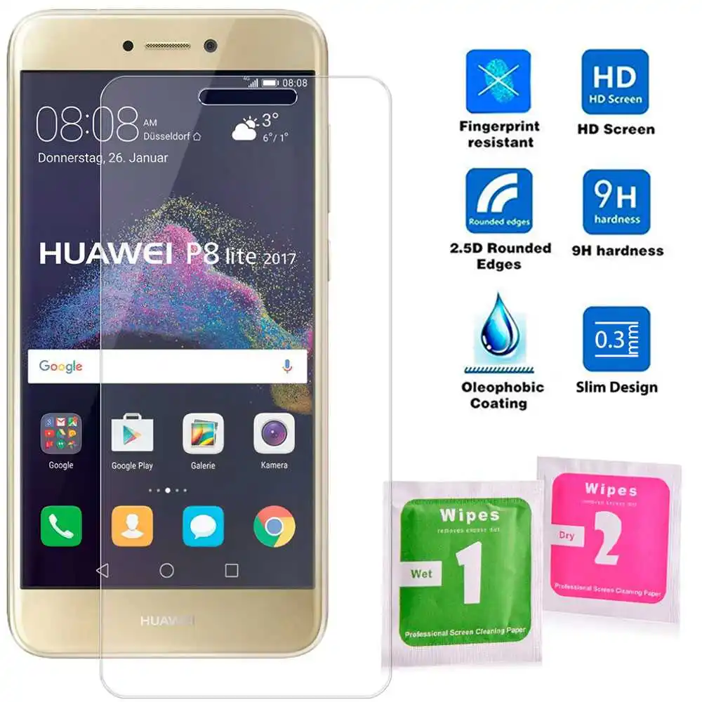OcioDual закаленное стекло для защиты экрана премиум класса Huawei P8 Lite 2017 Cristal 9H 2.5D 0 3 мм