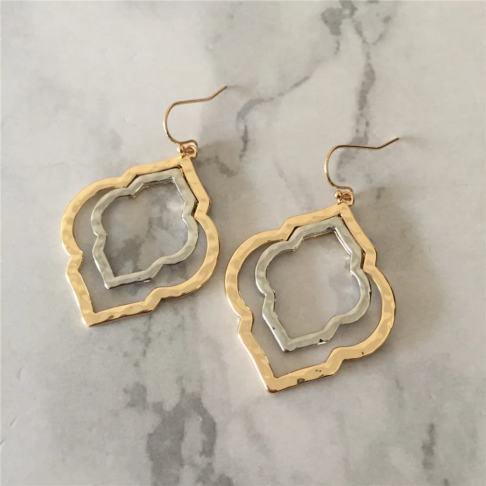 Новый дизайн прекрасные серьги-подвески золотой и родиевый цвет Цветочная