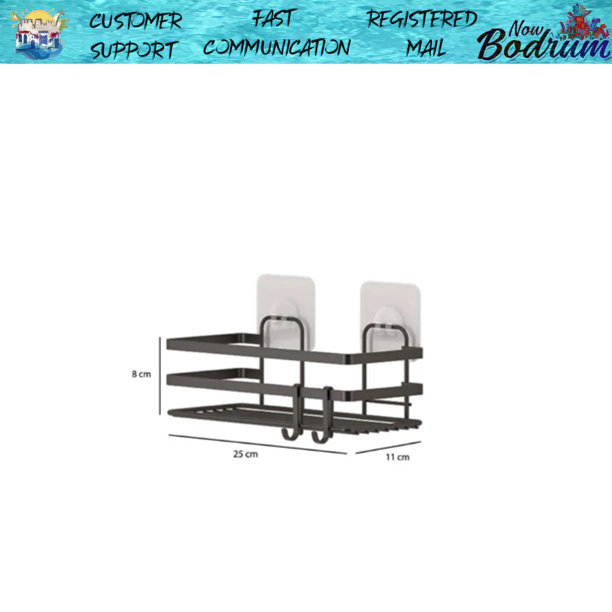 Technotel 2 шт. полки для ванной комнаты с клейкими крючками матовый черный 10 кг