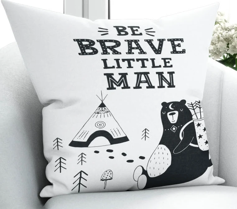 

Else Black White Brave Man Bears Animal 3D Print Microfiber Throw Pillow Case Cushion Covers Square Hidden Zipper 45x45cm