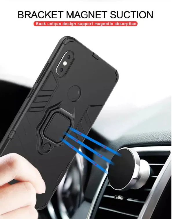 Case + Compatible hydrogel Protector for Xiaomi little F3 with 360 ° rotating ring magnetic hard shock resistant housing