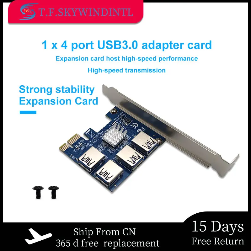 

PCI-E to PCI-E Adapter 1 to 4 PCI-Express Slot 1x to 16x USB 3.0 Mining Special Riser Card PCIe Converter for BTC Miner Mining
