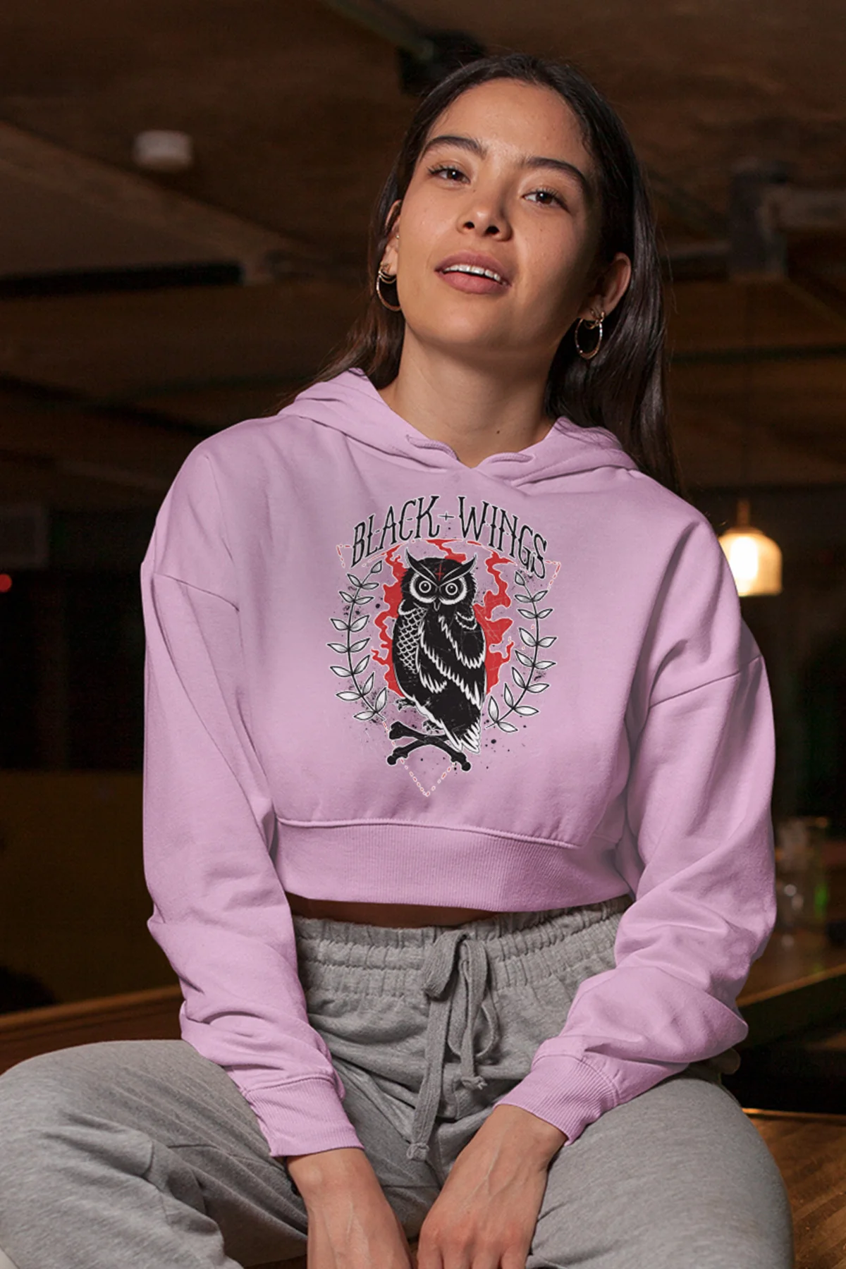 Angemiel/черная короткая толстовка с капюшоном | Женская одежда