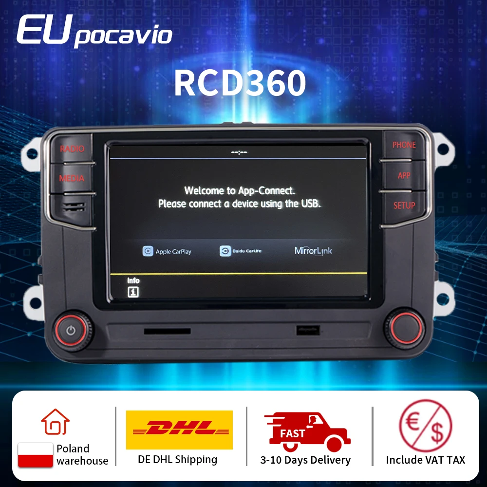 Автомобильный радиоприемник DS RCD360 Carplay головное устройство MIB для VW PQ After 2010 Golf 5 6