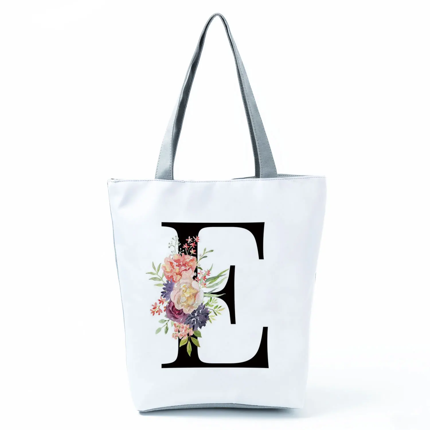 

Summer New Flower Letter E Printed Handbags Casual Simple Travel Bag High Capacity Shopping Bag Eco Tote Practical Shoulder Bag