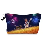 Косметичка Disney Coco с принтом, миниатюрная дамская сумочка с изображением фейерверка из мультфильма, повседневная женская сумка для хранения, маленькие сумки для туалетных принадлежностей с собакой