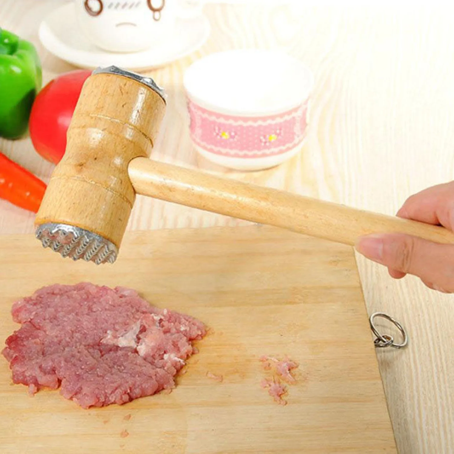 

Meat Crusher Hammer Forged Compressing Seasoning Wood Mallet Kitchen Red Meat Chicken Grill Barbecue Gear Shredder Natural