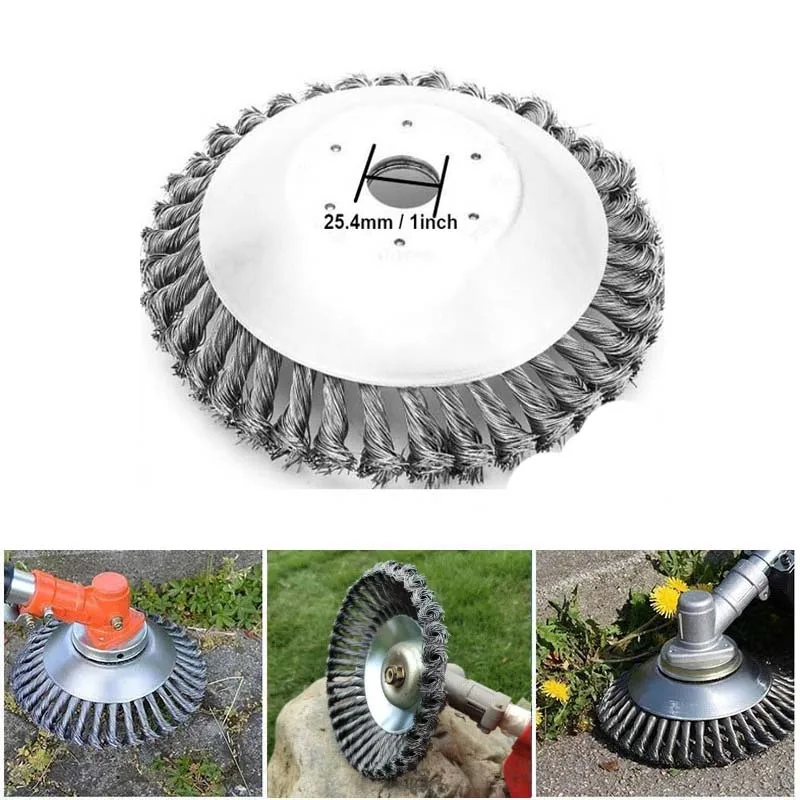 

6inch Carbon Steel Wire Break-Proof Rounded Edge Weed Trimmer Edge Head Power Lawn Mower Garden Weed Brush Lawn Mower
