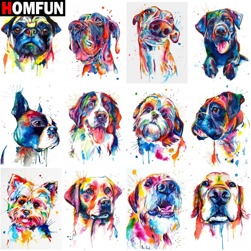 

Алмазная живопись HOMFUN, полноразмерная/круглая вышивка с рисунком «мультяшная собака», 5D Стразы