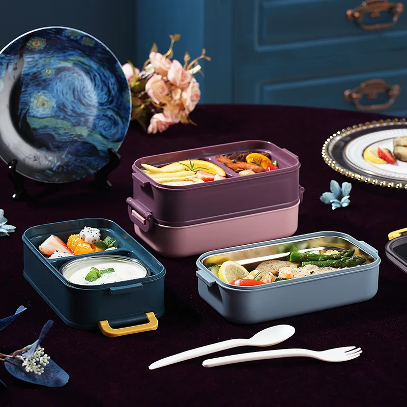 Новый Ланч бокс Bento Box для студентов офисных работников двухслойный с подогревом