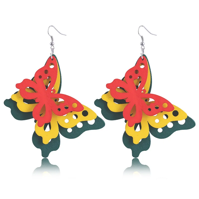 Новинка богемные хиппи-фестиваль деревянные серьги-бабочки высококачественные