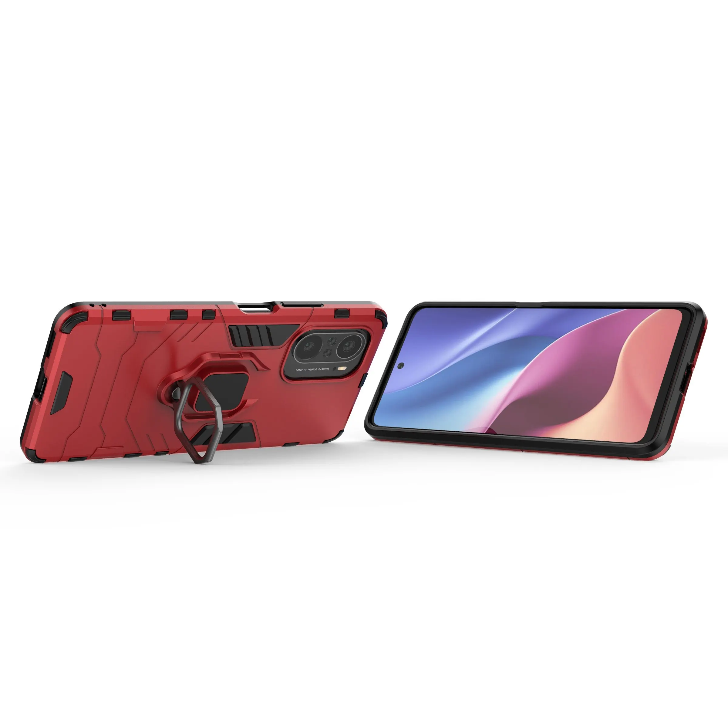 Case + Compatible hydrogel Protector for Xiaomi little F3 with 360 ° rotating ring magnetic hard shock resistant housing