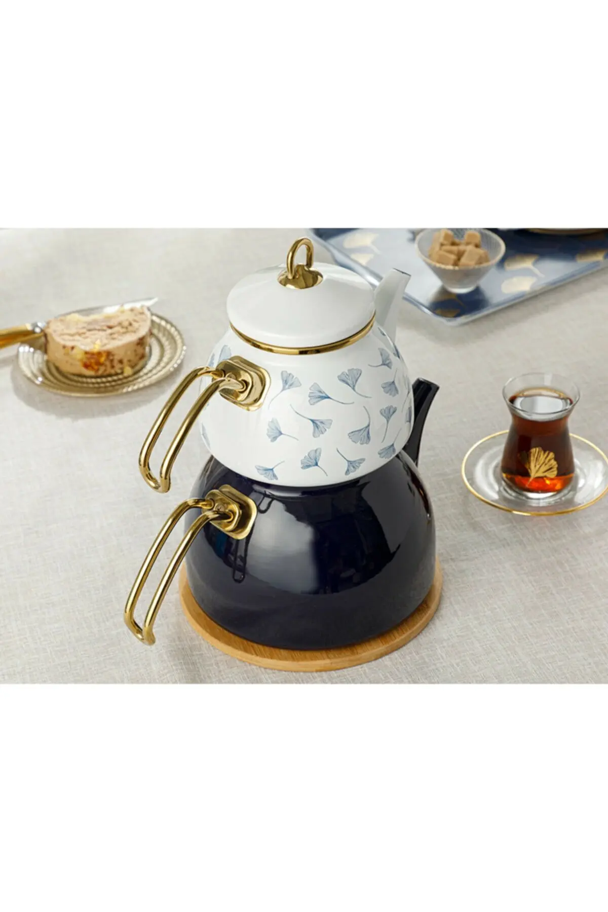 

Turkish authentic kitchen decor pattern English Home Gingko Biloba Enamel Teapot 1.1 Liter + 2.3 Li FREE SHIPPINGFREE SHIPPING