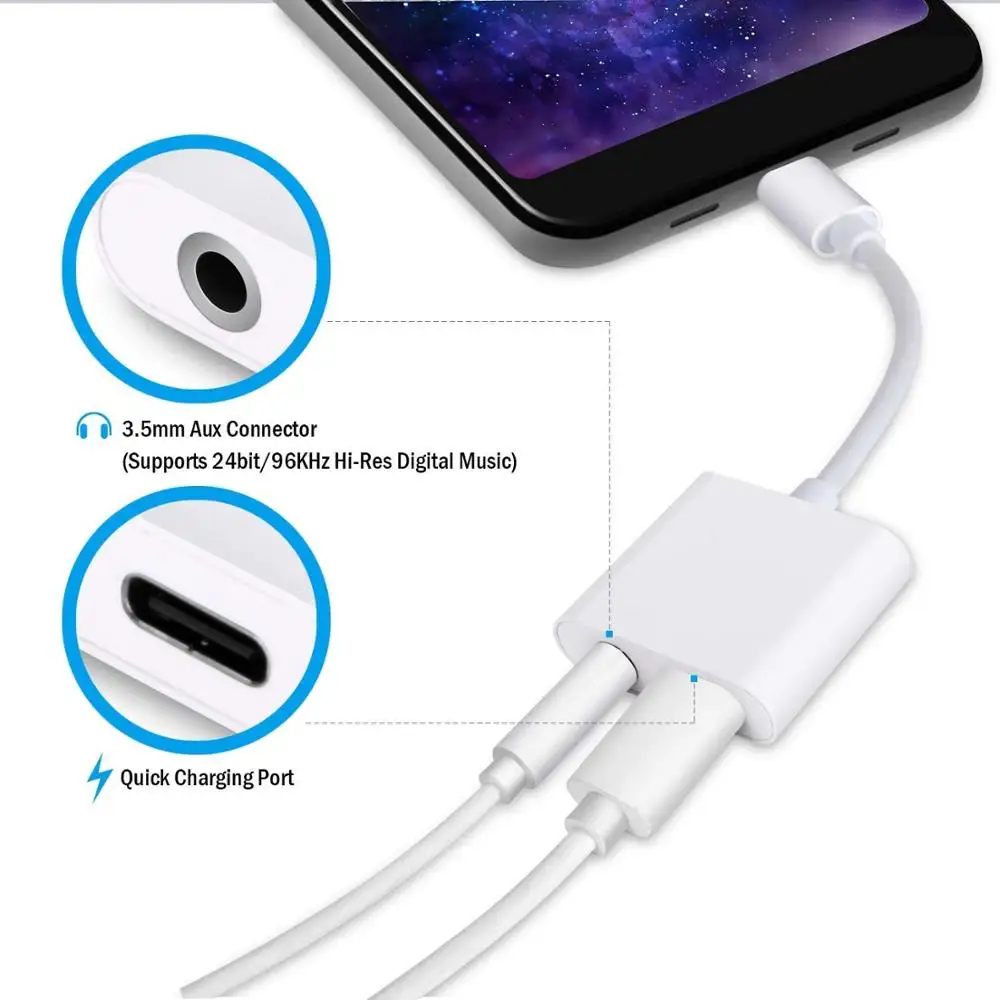 Адаптер с USB C на 3 5 мм 2 в 1 разъем для наушников типа и зарядный адаптер