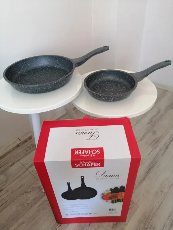 

2 Pieces Cate Maker Marble Stone Nonstick Frying Pan with Heat Resistant Bakelite Handle,Granite Induction Egg Skillet