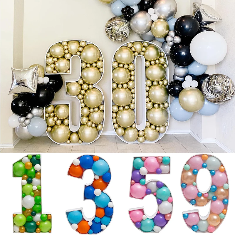 

73/100cm Height Blank Balloon Number Filling Box Large 0-9 Number Balloons Frame Board DIY Birthday Backdrop Party Supplies