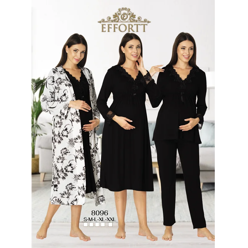 Women's Dressing Gown, Nightgown and Pajamas Set Turkish Cotton Production Postpartum Pregnant Comfortable Clothing Soft Fabric enlarge