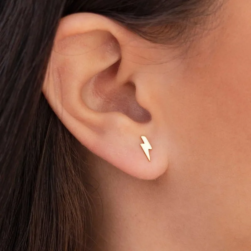 Простой гром болт серьги со шпилькой для Для женщин Нержавеющая сталь ночной