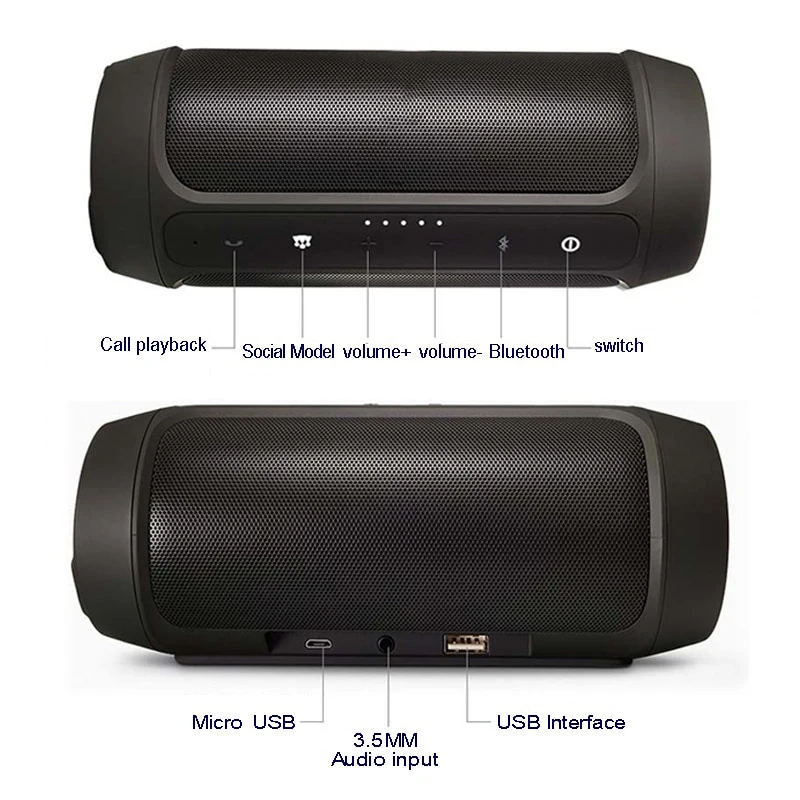 Портативная беспроводная Bluetooth-колонка с 2 динамиками высокоточный бас-звук