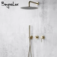 bagnolux wall mounted brass brushed gold water contral valve rain shower head handheld holder hose bathroom faucet