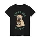 Женская футболка хлопок Мопс с Кофе (Пародия)