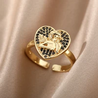 heart shaped angel cupid ring for women chunky opening rings thick stack fashion birthday jewelry gift bijoux femme