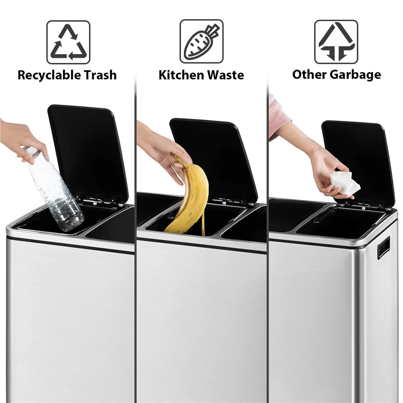 Мусорная корзина для гостиной кухни 14 галлонов мусорная с педалью из нержавеющей