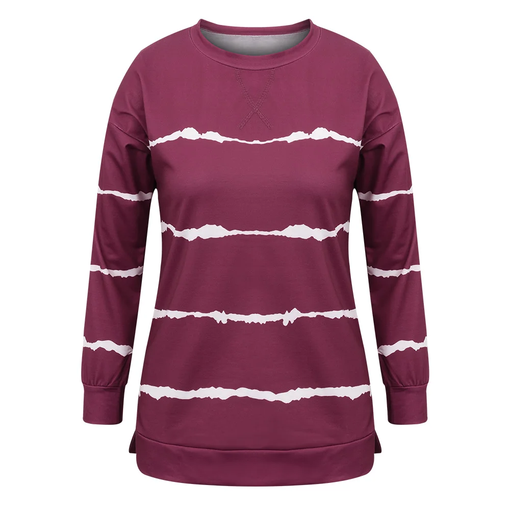 

Fashion Women's Striped Tops Autumn Casual Long Sleeve O-Neck Blouse Ladies Lightweight Pullover Loose Shirts S M L XL 2XL
