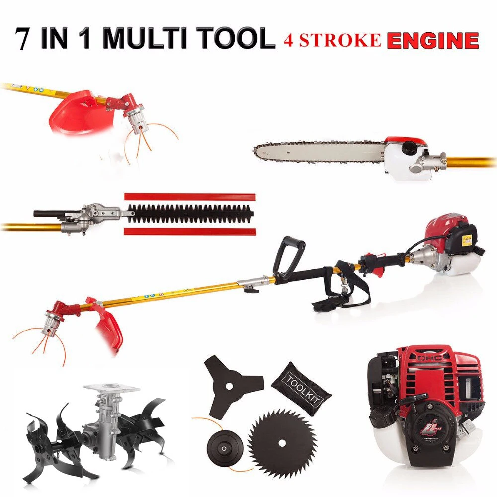 GX35 engine 7 in 1 Multi tool Brush cutter 4 stroke Petrol strimmer Grass cutter Tree Pruner hedge trimmer cultivator