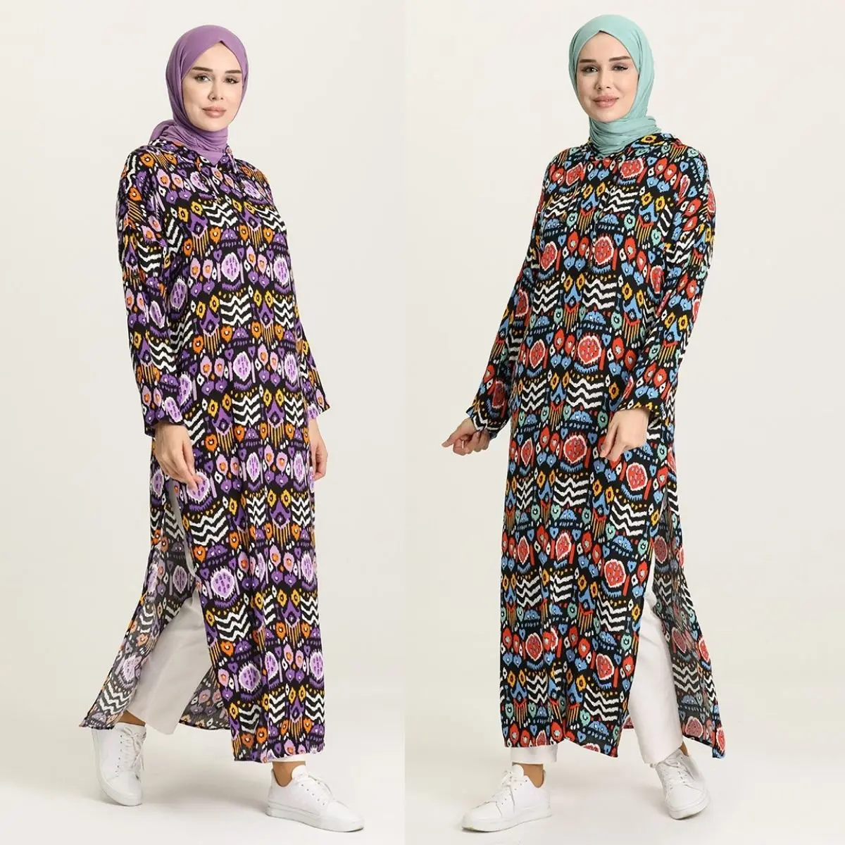 

Туника с капюшоном и узором, без подкладки, в этническом стиле