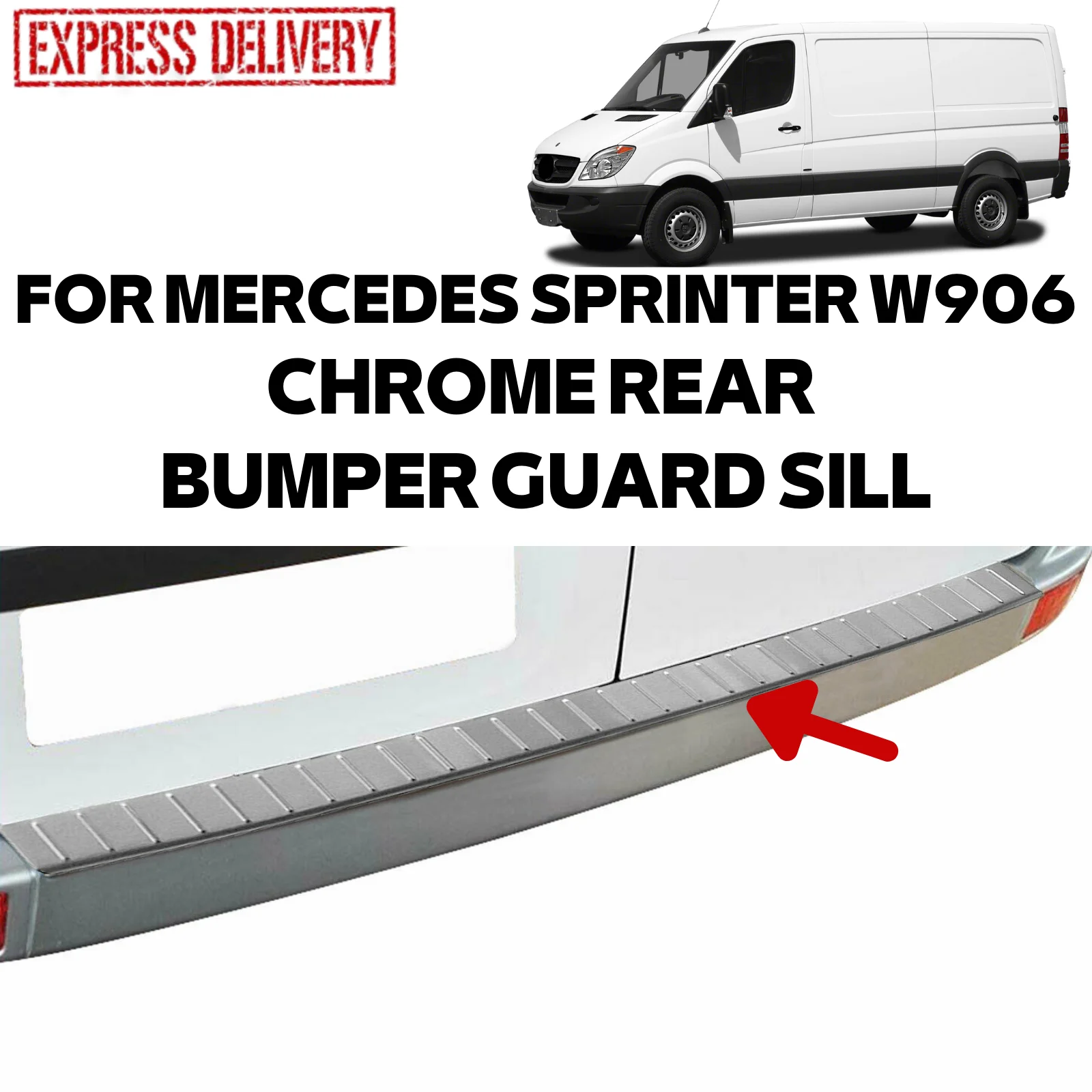 

Хромированный протектор для заднего бампера MERCEDES SPRINTER W906 2006-2018 из нержавеющей стали