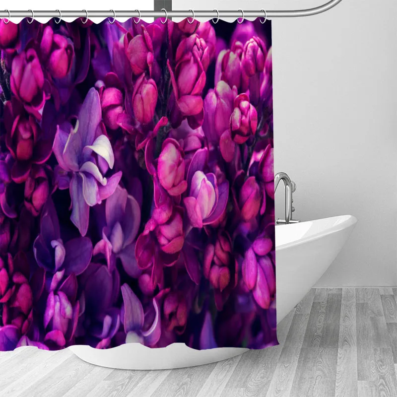 

Lilac Flowers Shower Curtain Waterproof Fabric Bathroom Curtain Nature Bath Curtains Opaque Curtain Bath Things