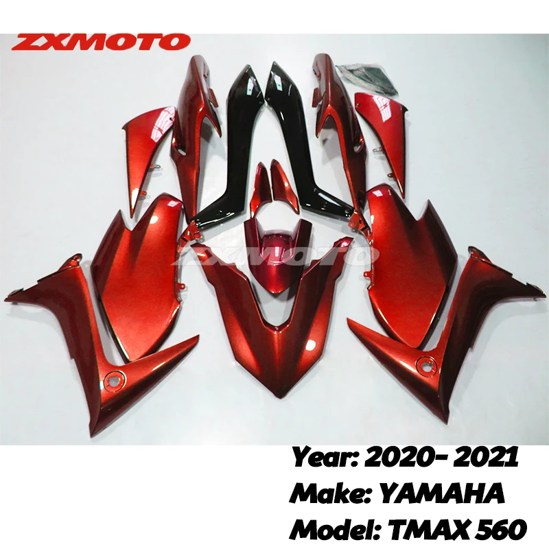 

ZXMT Full Fairing Panel Kit ABS Plastics Bodywork For 2020 2021 Yamaha Tech Max 560 TMax560 20 21 Gloss Candy Red Black Scooter