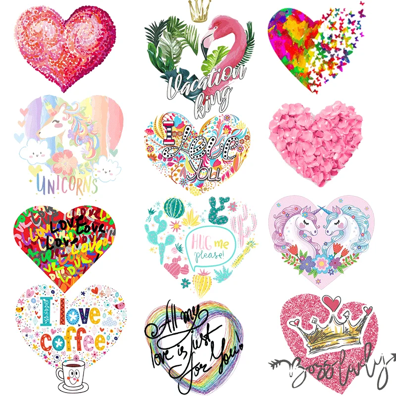 

Cartoon Heart Patches For Clothing Iron-on Transfers For Clothing Thermoadhesive Patches Thermal Transfer For Clothes Stickers