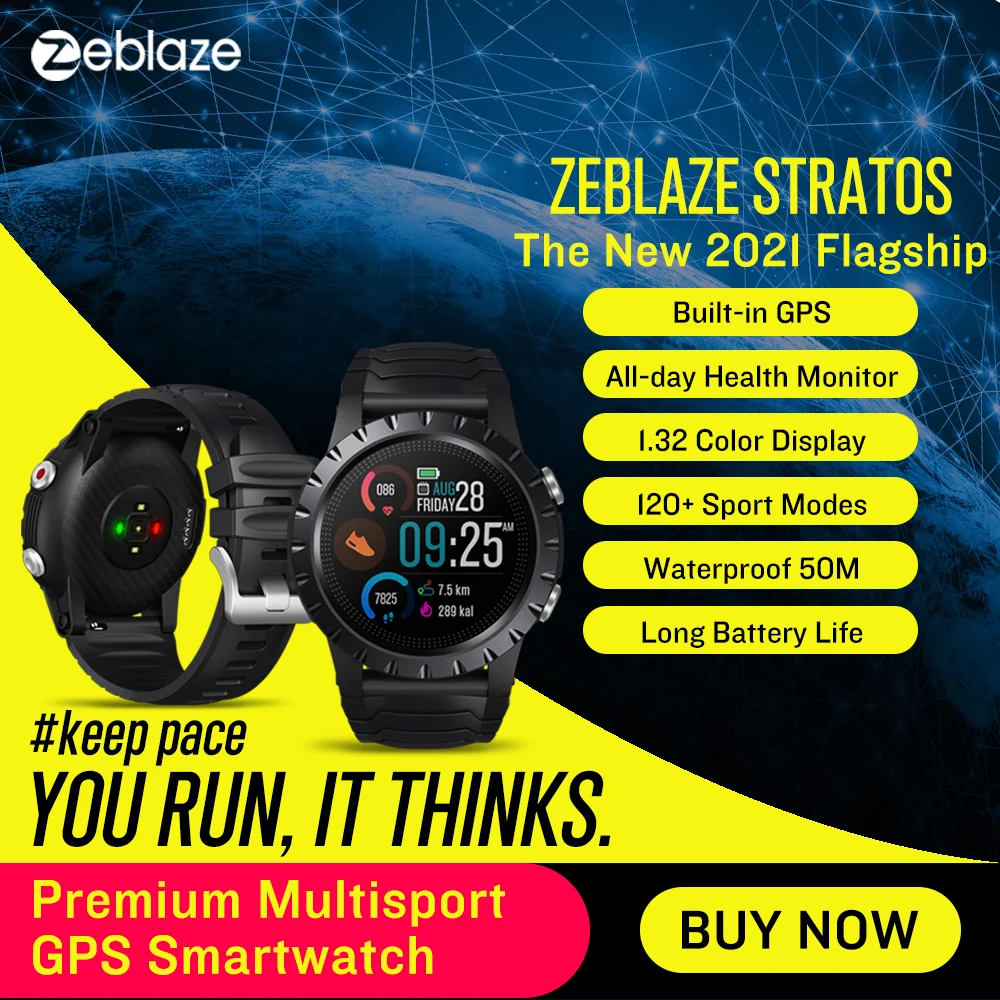 Смарт часы Zeblaze Stratos 120 + спортивные режимы GPS/GLONASS/Galileo/Beidou WR50M SpO2 VO2 Max монитор