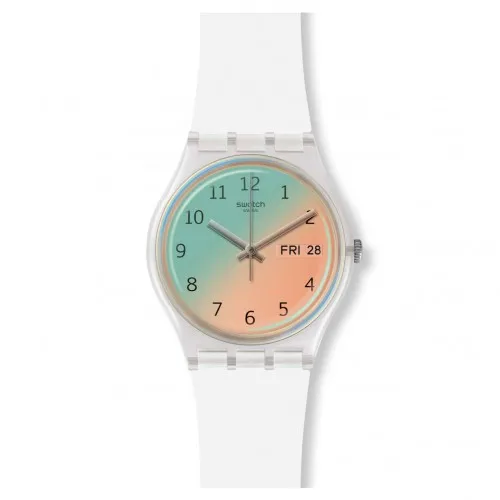 Часы Swatch оригинальные женские ULTRASOLEIL белый ремешок GE720 для дня/даты |