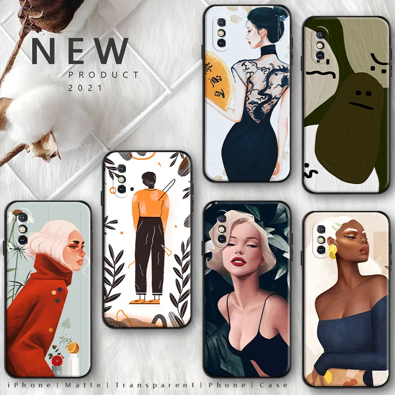

Fashion Lady minimalist Phone Case For iPhone 13 12 Mini 13 11 12 Pro MAX 6 6S 7 8 Plus X XR XS MAX Funda Coque Carcasa Cases