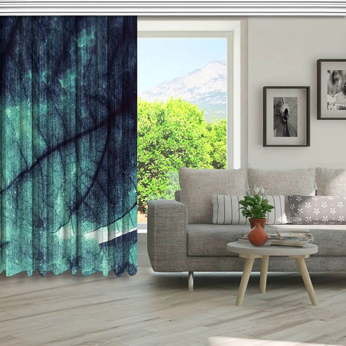 Занавеска тропические листья Листва Ретро Состаренный вид Природа тема