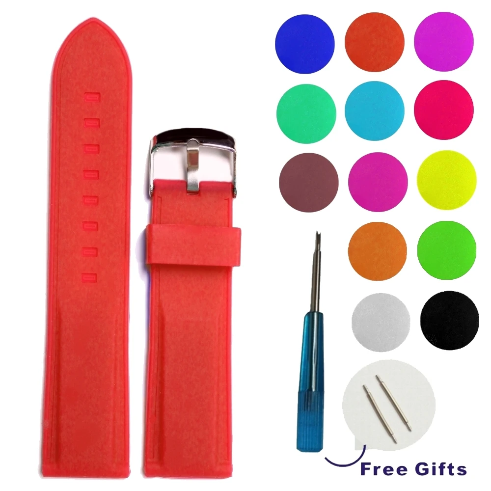 24 мм динамический зеленый силиконовый желе резиновый унисекс ремешок для часов