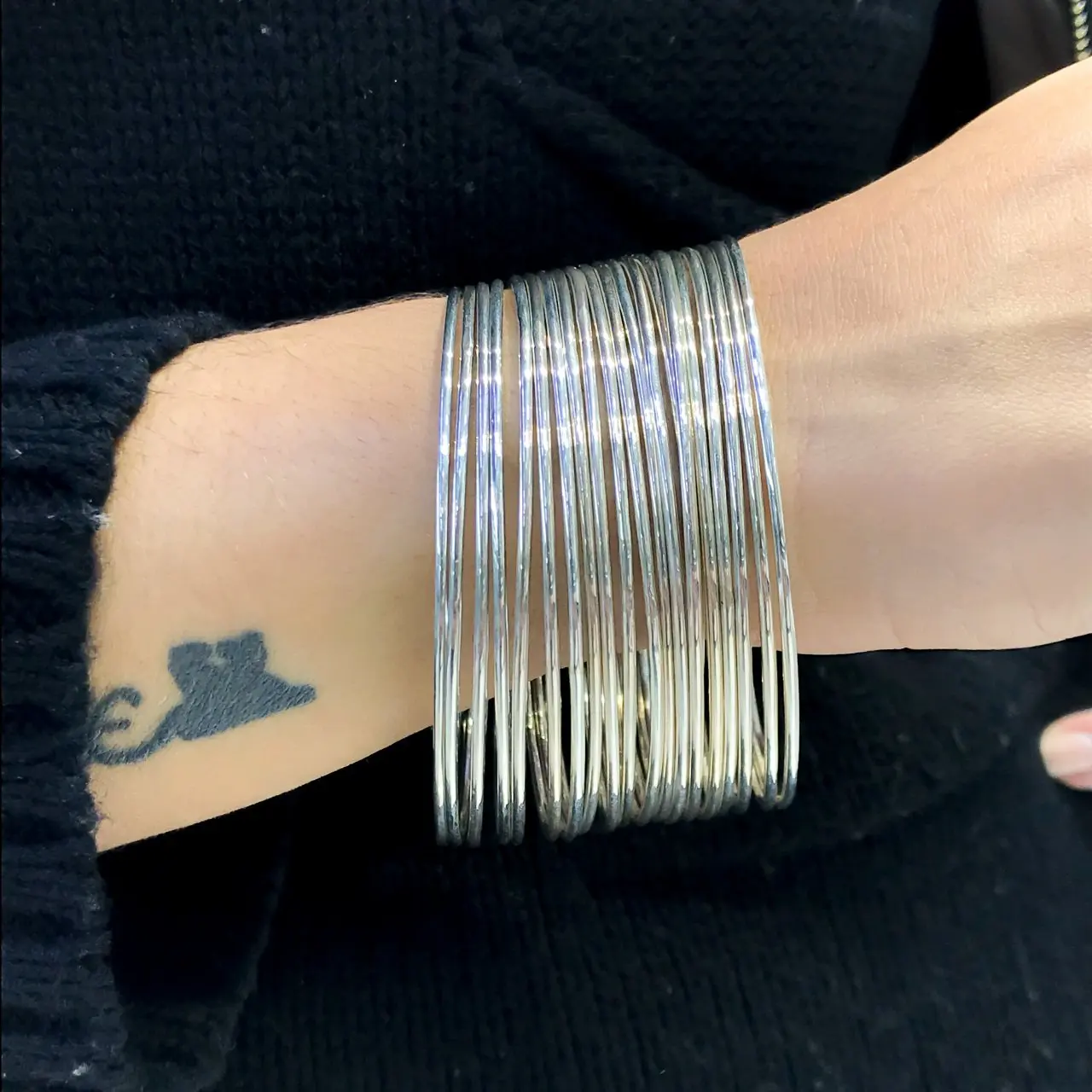 Твердых серебряное Bombe классический провода айдой серебряный браслет|Гибкие и