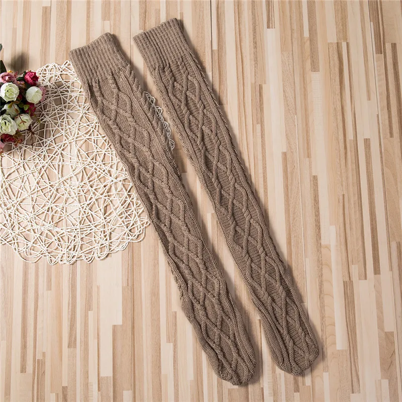 Женские вязаные сапоги выше колена удлиненные теплые осенне-зимние | Женская