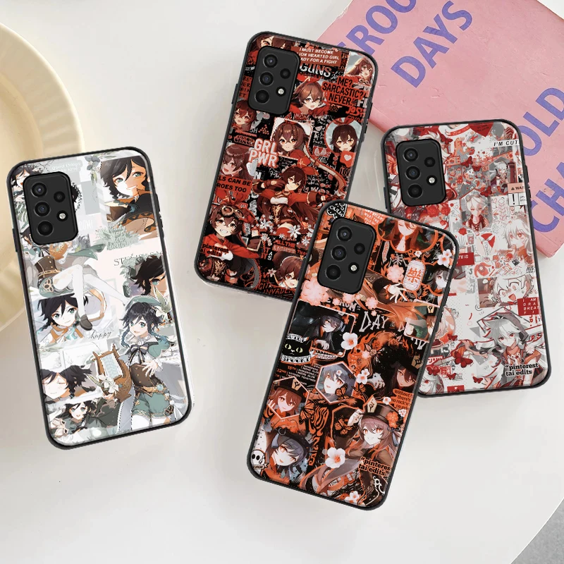 

Genshin Impact Anime Silicone Case Funda For Samsung Galaxy A51 4G 5G A52 4G 5G A71 4G 5G A72 4G 5G Black Shell Cover Coque